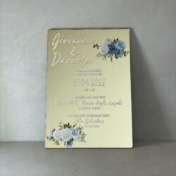 Partecipazioni in Plexiglas personalizzate - Specchiato Gold Oro Grafica Fiori Regplex Eventi - Wedding - Cerimonie - Matrimonio - Feste - immagine 2