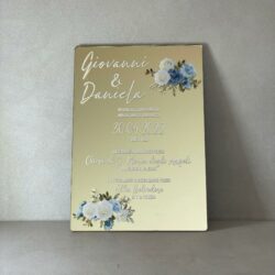 Partecipazioni in Plexiglas personalizzate - Specchiato Gold Oro Grafica Fiori Regplex Eventi - Wedding - Cerimonie - Matrimonio - Feste - immagine 3