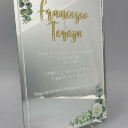 Partecipazioni in Plexiglas personalizzate - Specchiato Grafica con Fiori Regplex Eventi - Wedding - Cerimonie - Matrimonio - Feste - immagine 3