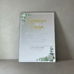 Partecipazioni in Plexiglas personalizzate - Specchiato Grafica con Fiori Regplex Eventi - Wedding - Cerimonie - Matrimonio - Feste