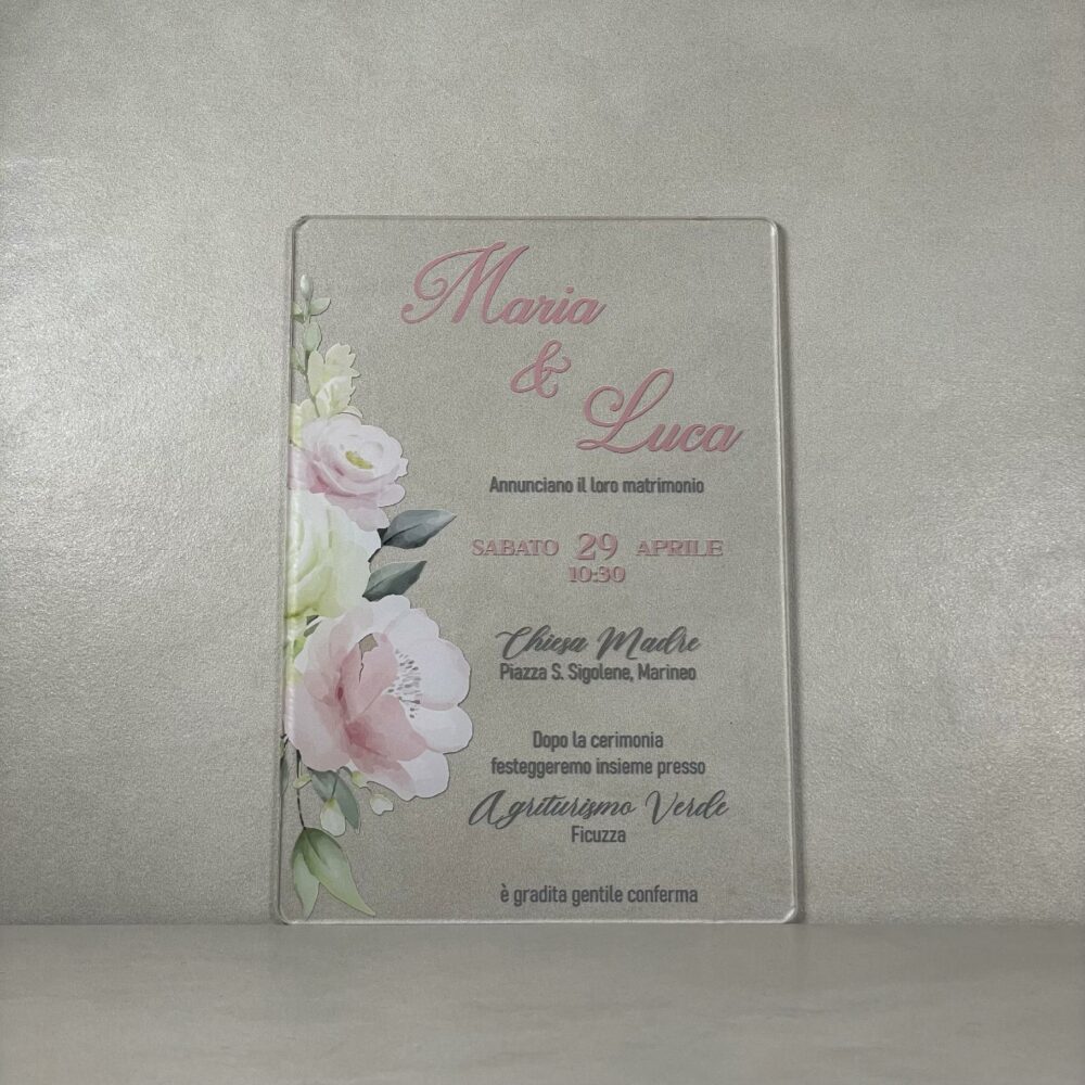 Partecipazioni in Plexiglas personalizzate - Stampa Floreale Regplex Eventi - Wedding - Cerimonie - Matrimonio - Feste - immagine 2