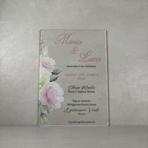 Partecipazioni in Plexiglas personalizzate - Stampa Floreale Regplex Eventi - Wedding - Cerimonie - Matrimonio - Feste