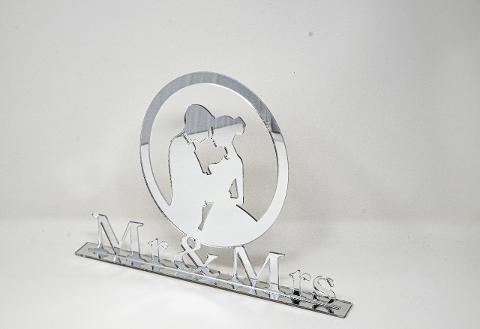 Scritta Mr & Mrs in Plexiglas Regplex Sposi e Anello